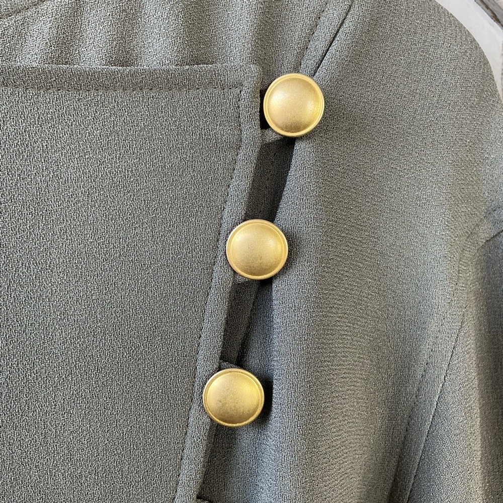 Vintage Liz Claiborne Sage Green Long Sleeve Shift Dress Size 8P Corporate Chic - Picture 8 of 11